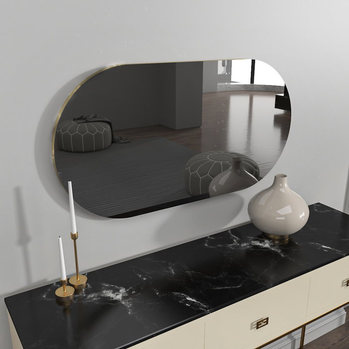Hanah Home Espejo Ecológico Flotal-E Gris Oscuro y Dorado